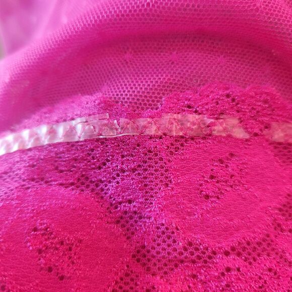 Y2K Barbie Pink Dotted Swiss Mesh & Lace Detail Sheer Cami/Slip Dress-Jezabell-S - Picture 8 of 12